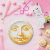 アンティークヴィンテージ金ゴールドイエローサン顔 ペーパープレート (パーティー)