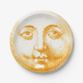 アンティークヴィンテージ金ゴールドイエローサン顔 ペーパープレート