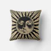 アンティークヴィンテージ金ゴールドブラックサン顔 クッション (裏面)