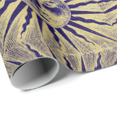 アンティークヴィンテージ金ゴールドブルーサン顔 ラッピングペーパー (ロールコーナー)