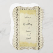 アンティークヴィンテージ金ゴールド結婚式招待状 (正面/裏面)