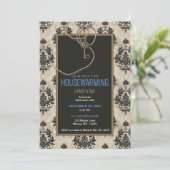 アンティークヴィンテージ鍵ダマスク引っ越し祝いパーティーパーティー 招待状 (スタンド正面)