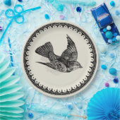 アンティークヴィンテージ飛んでいるバードイメージのベージュ ペーパープレート (パーティー)