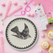 アンティークヴィンテージ飛んでいるバードイメージのベージュ ペーパープレート (パーティー)