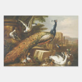 アンティークヴィンテージ鳥デカップヘビーウェイト3セット ラッピングペーパーシート (正面3)