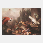 アンティークヴィンテージ鳥デカップヘビーウェイト3セット ラッピングペーパーシート (正面)