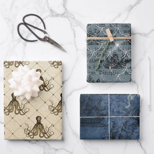 アンティークヴィンテージ 航海の ラッピングペーパーシート (正面)