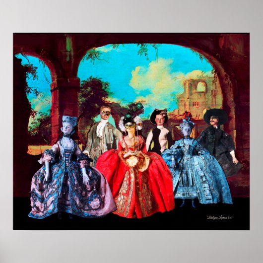 アンティークヴェネツィアの操り人形、仮装マスク ポスター (正面)