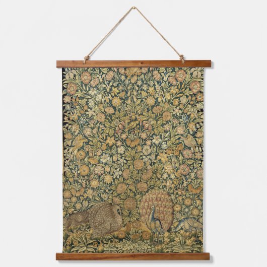 アンティークヴェルジュールランドスケープ緑プリント 吊り下げ型タペストリー (正面)