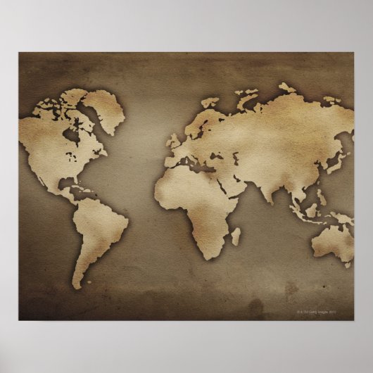 アンティーク世界地図のクローズアップ4 ポスター (正面)