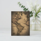 アンティーク世界地図のクローズアップ ポストカード (スタンド正面)