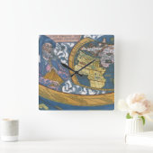 アンティーク世界地図クラウディウス・プトレミー， 1507 スクエア壁時計 (ホーム)