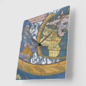 アンティーク世界地図クラウディウス・プトレミー， 1507 スクエア壁時計 (傾斜)