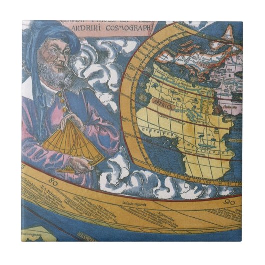 アンティーク世界地図クラウディウス・プトレミー， 1507 タイル (正面)