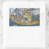 アンティーク世界地図クラウディウス・プトレミー, 1507 長方形シール (バッグ)