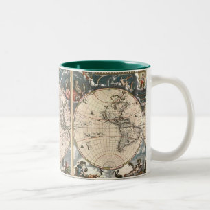 アンティーク世界地図コーヒーマグ ツートーンマグカップ