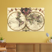 アンティーク世界地図バイギョウメドゥルイスル, 1720 キャンバスプリント (インサイチュ (リビング))