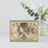 アンティーク世界地図バイギョウメドゥルイスル， 1720 ポストカード (スタンド正面)