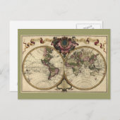 アンティーク世界地図バイギョウメドゥルイスル， 1720 ポストカード (正面/裏面)