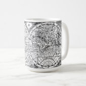アンティーク世界地図プリントとモノグラムテンプレート コーヒーマグカップ (正面右)
