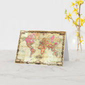 アンティーク世界地図ヴィンテージ図 カード (黄色い花)