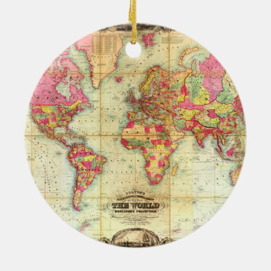 アンティーク世界地図ヴィンテージ図 セラミックオーナメント (裏面)