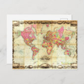 アンティーク世界地図ヴィンテージ地図 ポストカード (正面/裏面)