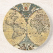 アンティーク世界地図動揺して#2 コースター (正面)