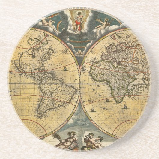 アンティーク世界地図動揺して#2 コースター (正面)