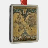 アンティーク世界地図動揺して#2 メタルオーナメント (右)