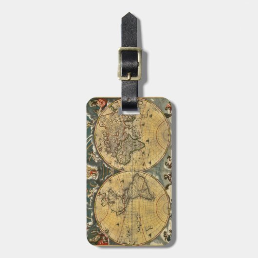 アンティーク世界地図動揺して#2 ラゲッジタグ (正面縦)