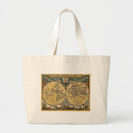 アンティーク世界地図動揺して#2 ラージトートバッグ (正面)