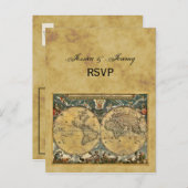 アンティーク世界地図動揺して(BG RSVP) インビテーションポストカード (正面/裏面)