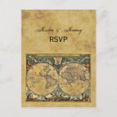 アンティーク世界地図動揺して(BG RSVP) インビテーションポストカード (正面)