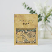アンティーク世界地図動揺して(BG RSVP) インビテーションポストカード (スタンド正面)
