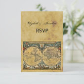 アンティーク世界地図動揺して(BG RSVP) 出欠カード (スタンド正面)
