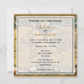 アンティーク世界地図動揺して(BG SQ結婚) 招待状 (裏面)