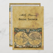 アンティーク世界地図動揺してBG Vブライダルシャワー 招待状 (正面/裏面)