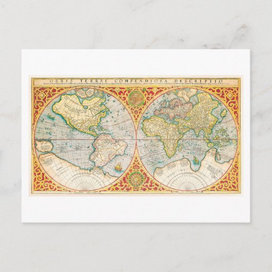 アンティーク世界地図1637はがき ポストカード (正面)