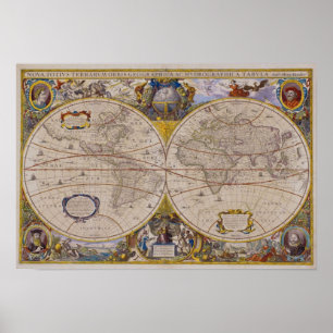 アンティーク世界地図2 ポスター
