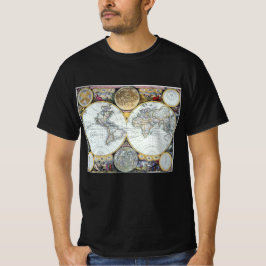 アンティーク世界地図、アトラス・マリティムス by John Seller Tシャツ