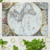 アンティーク世界地図，アトラス・マリティムスby John Seller キッチンタオル (折り畳み)