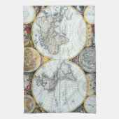 アンティーク世界地図，アトラス・マリティムスby John Seller キッチンタオル (縦)