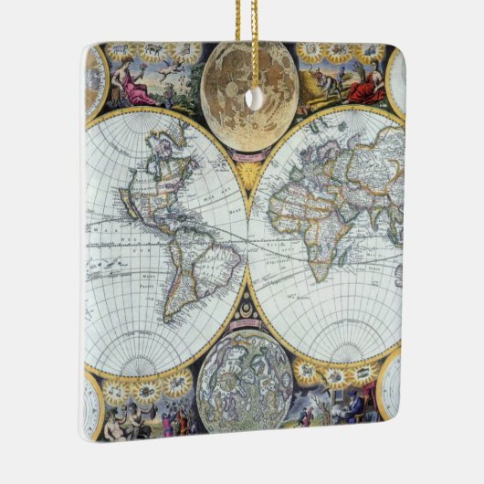 アンティーク世界地図,アトラス・マリティムスby John Seller セラミックオーナメント (右)