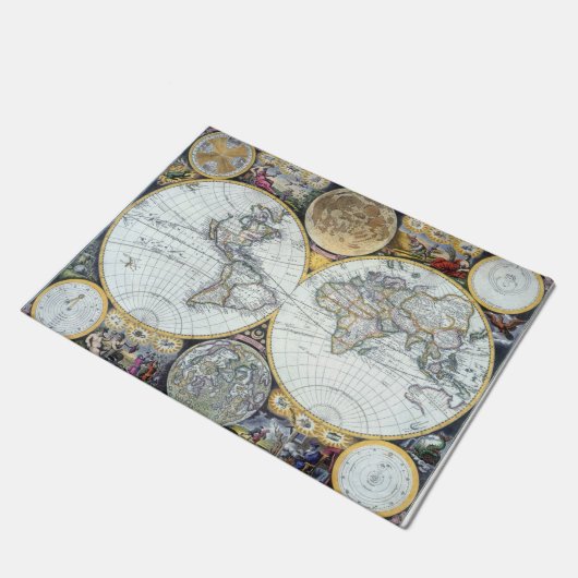 アンティーク世界地図,アトラス・マリティムスby John Seller ドアマット (アングル)