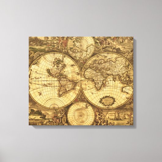 アンティーク世界地図 キャンバスプリント (正面)