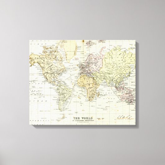 アンティーク世界地図 キャンバスプリント (正面)