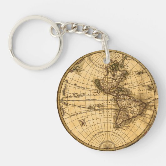 アンティーク世界地図 キーホルダー (正面)