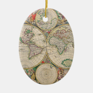 アンティーク世界地図 セラミックオーナメント