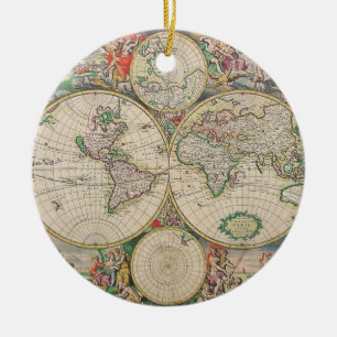 アンティーク世界地図 セラミックオーナメント